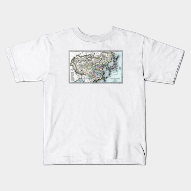 1835 Map of the Chinese Empire and Japan Kids T-Shirt by historicimage